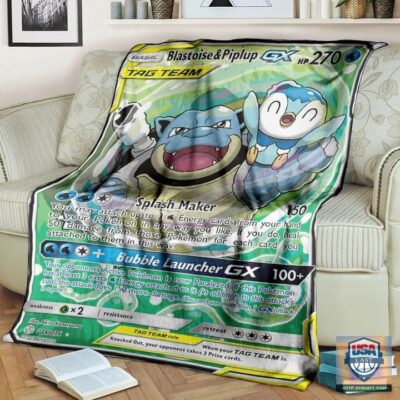 Pokémon Blastoise & Piplup-Gx Soft Blanket, Quilt And Woven Blanket   -ts-blanket-150822-47