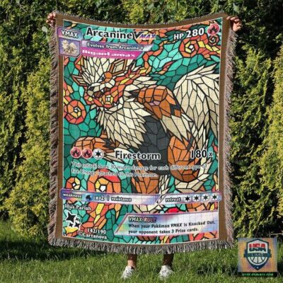 Pokemon Arcanine Stain Glass Custom Woven Blanket   -ts-blanket-150822-13