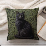 Black Cat Pillow William Morris Inspired