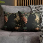 Gothic Romantic Throw with Flowers & Plants, Dark Fantasy