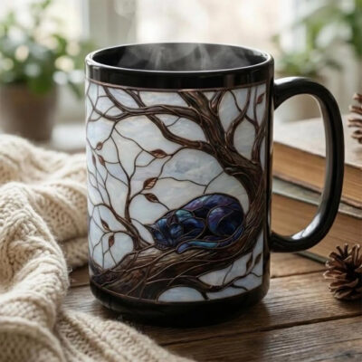 Stained Glass Style Cat Mug